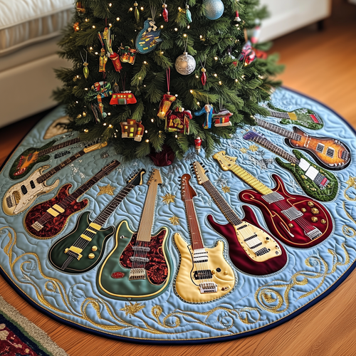 Christmas Swirl Guitar Quilted Tree Skirt GFTOTP141