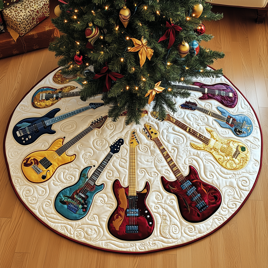 Christmas Swirl Guitar Quilted Tree Skirt GFTOTP142