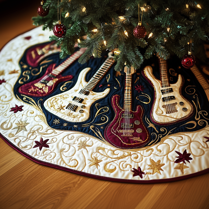 Christmas Swirl Guitar Quilted Tree Skirt GFTOTP143