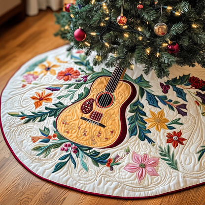 Christmas Swirl Guitar Quilted Tree Skirt GFTOTP146