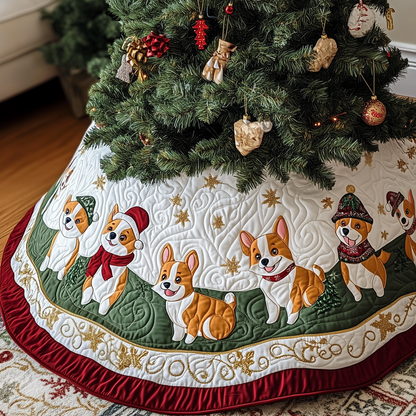 Joyful Christmas Corgi Quilted Tree Skirt GFTOTP176