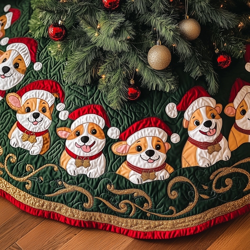 Joyful Christmas Corgi Quilted Tree Skirt GFTOTP177