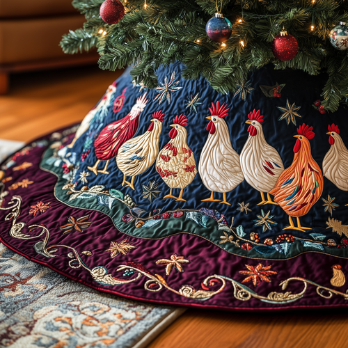 Festive Chicken Quilted Tree Skirt GFTOTP211