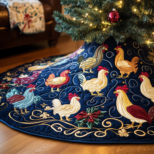 Festive Chicken Quilted Tree Skirt GFTOTP214