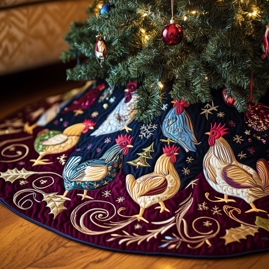 Festive Chicken Quilted Tree Skirt GFTOTP216