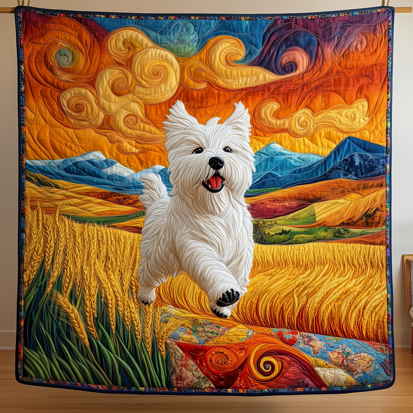 Sunset Westie Quilted Blanket GFTOTP229