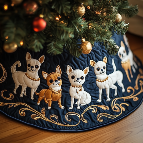 Joyful Christmas Chihuahua Quilted Tree Skirt GFTOTP255