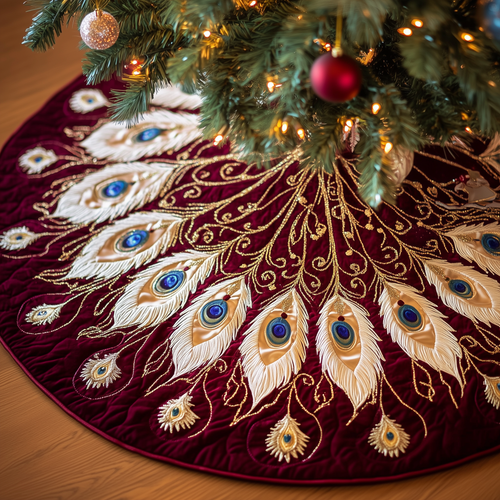 Shimmering Peacock Quilted Tree Skirt GFTOTP284