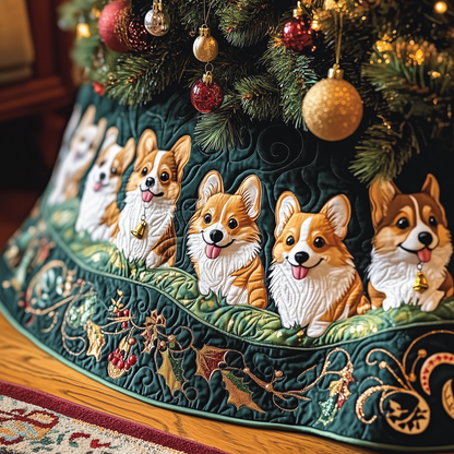 Joyful Christmas Corgi Quilted Tree Skirt GFTOTP307