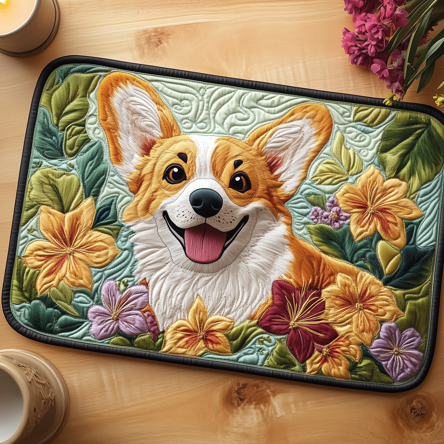 Joyful Corgi Quilted Placemat GFTOTP314