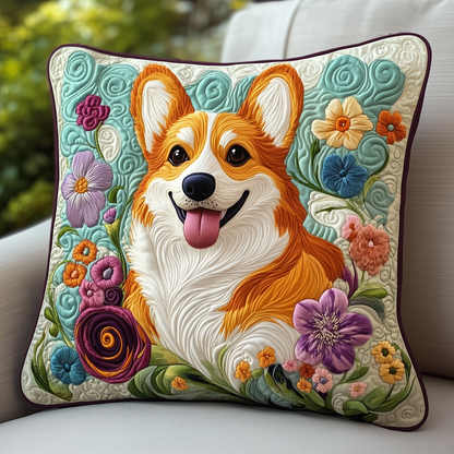 Joyful Corgi Quilted Pillow Case GFTOTP319