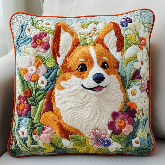 Joyful Corgi Quilted Pillow Case GFTOTP321