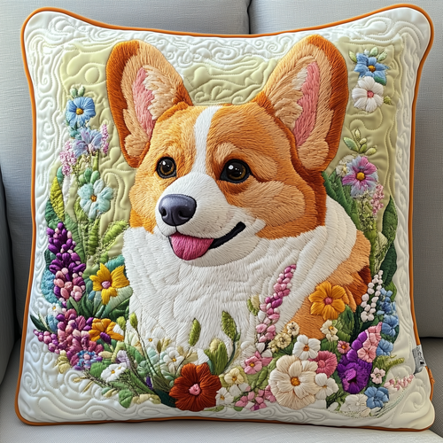 Joyful Corgi Quilted Pillow Case GFTOTP322