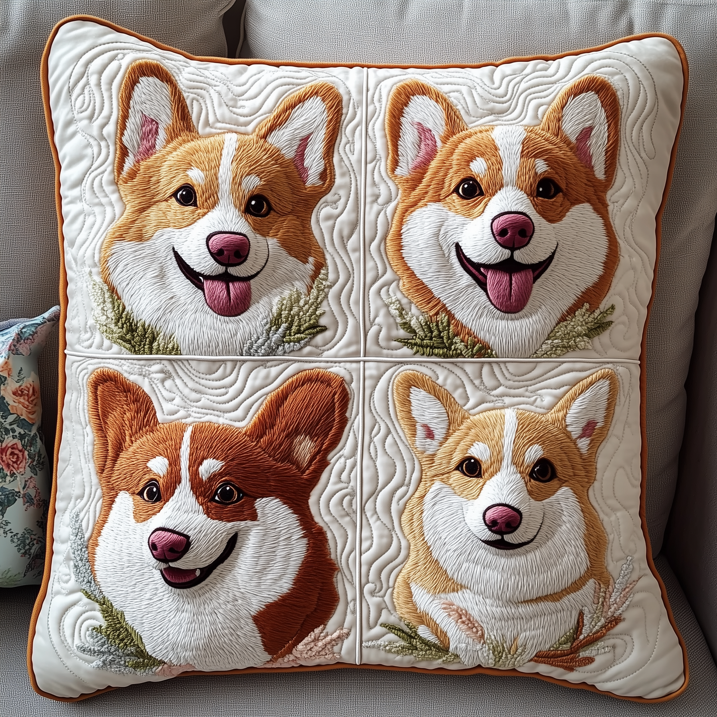 Joyful Corgi Quilted Pillow Case GFTOTP323