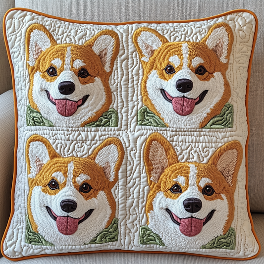 Joyful Corgi Quilted Pillow Case GFTOTP325