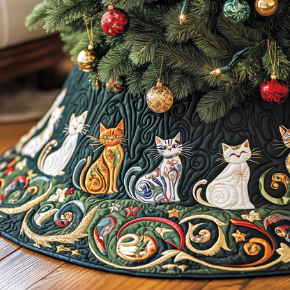 Festive Folk Art Cat Quilted Tree Skirt GFTOTP346