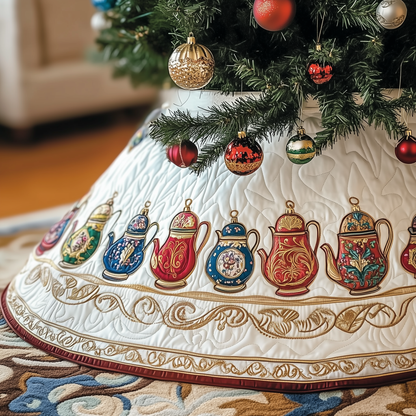 Festive Teapot Quilted Tree Skirt GFTOTP436