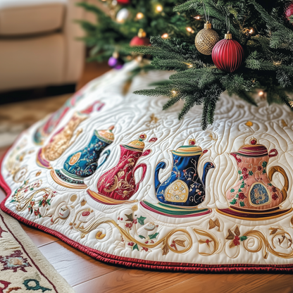 Festive Teapot Quilted Tree Skirt GFTOTP438