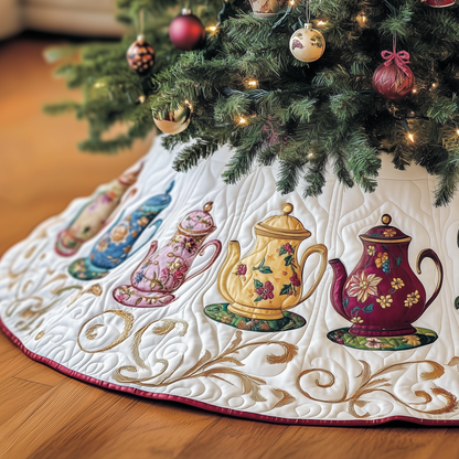 Festive Teapot Quilted Tree Skirt GFTOTP440