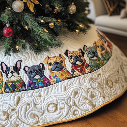 Festive French Bulldog Quilted Tree Skirt GFTOTP445