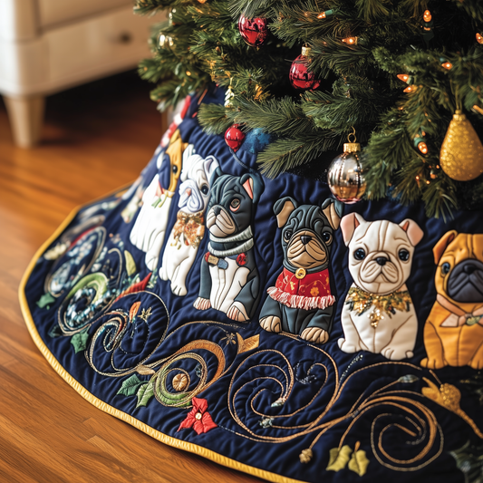 Festive French Bulldog Quilted Tree Skirt GFTOTP447