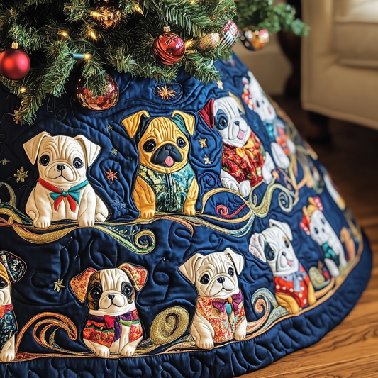 Festive French Bulldog Quilted Tree Skirt GFTOTP448