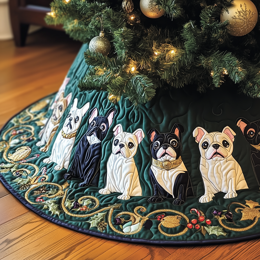 Festive French Bulldog Quilted Tree Skirt GFTOTP449