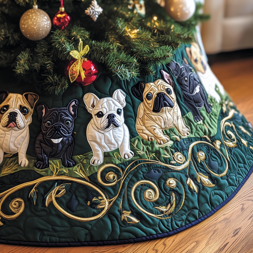 Festive French Bulldog Quilted Tree Skirt GFTOTP451