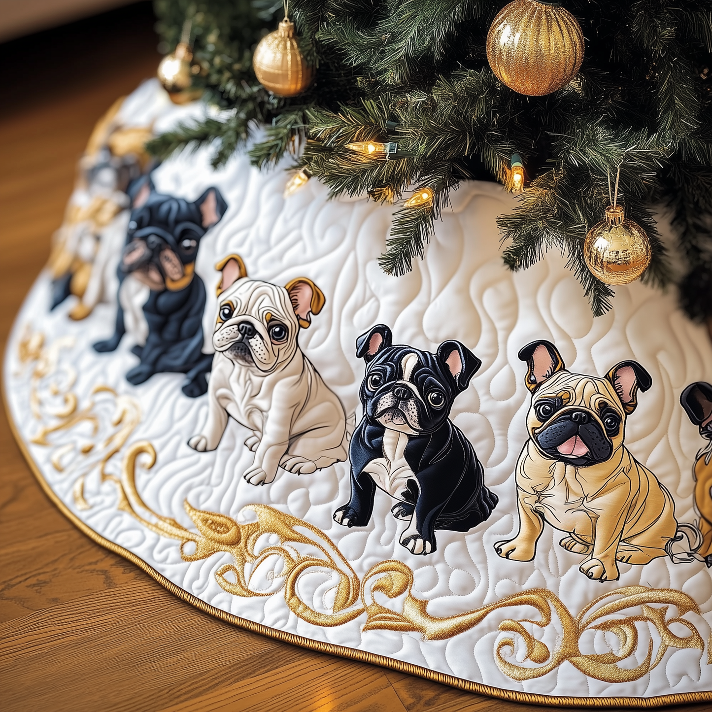 Festive French Bulldog Quilted Tree Skirt GFTOTP453