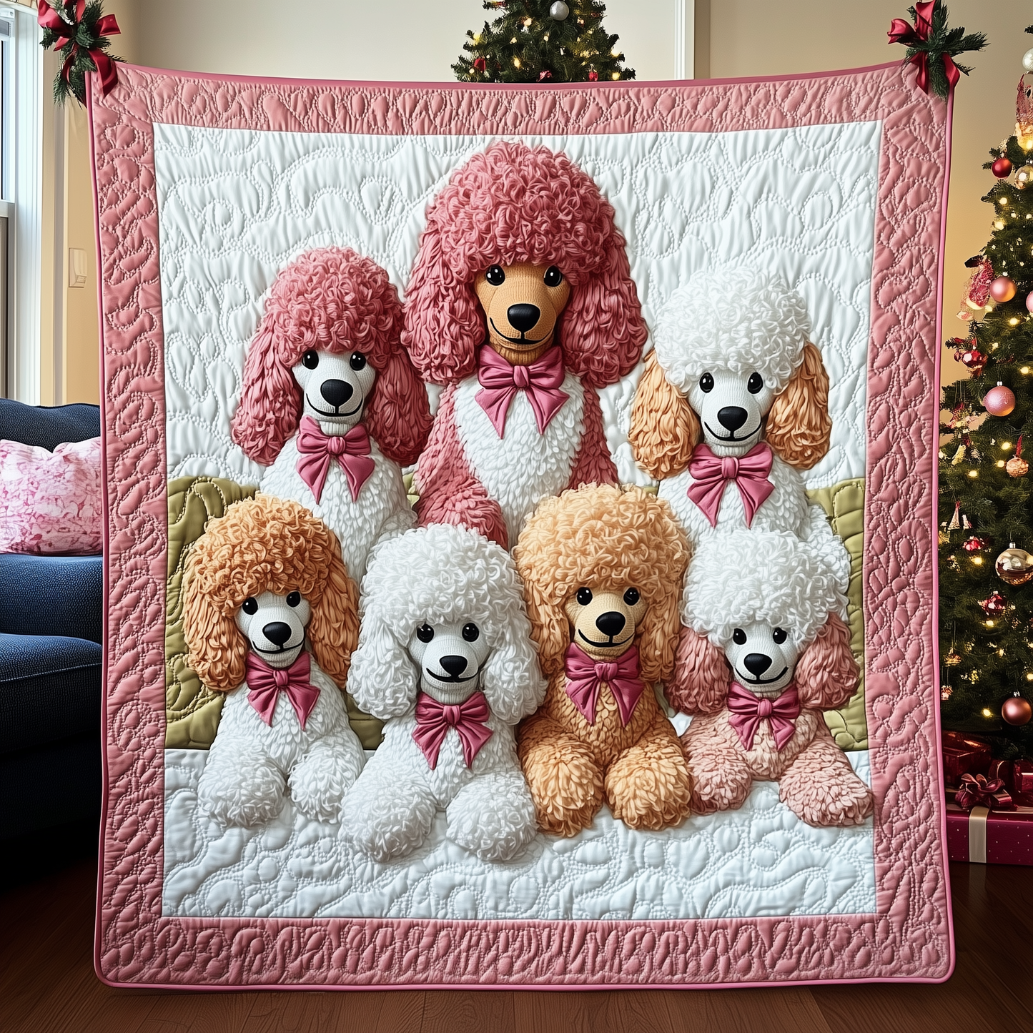 Pinky Adorable Poodle Quilted Blanket GFTOTP500