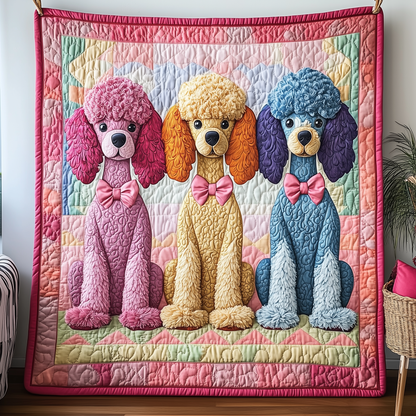 Pinky Adorable Poodle Quilted Blanket GFTOTP505