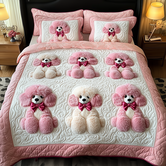 Pinky Adorable Poodle 3-Piece Quilted Bedding Set GFTOTP508