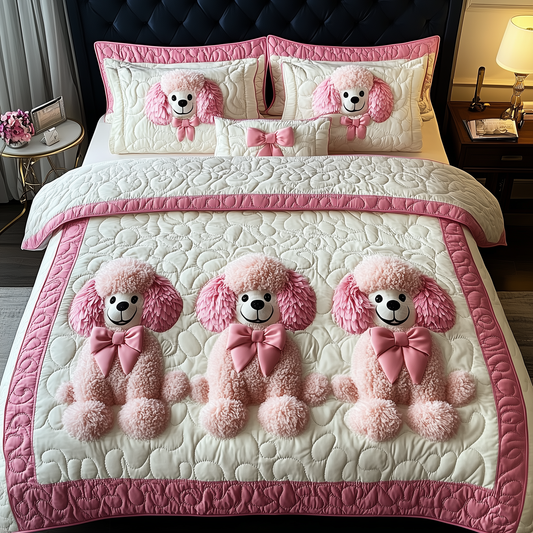 Pinky Adorable Poodle 3-Piece Quilted Bedding Set GFTOTP509