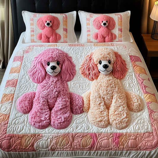 Pinky Adorable Poodle 3-Piece Quilted Bedding Set GFTOTP510