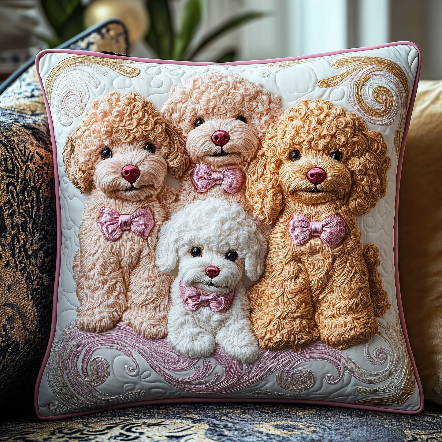 Pinky Adorable Poodle Quilted Pillow Case GFTOTP515