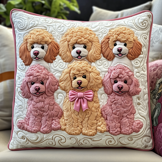 Pinky Adorable Poodle Quilted Pillow Case GFTOTP516