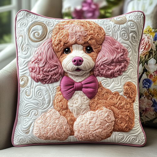 Pinky Adorable Poodle Quilted Pillow Case GFTOTP520