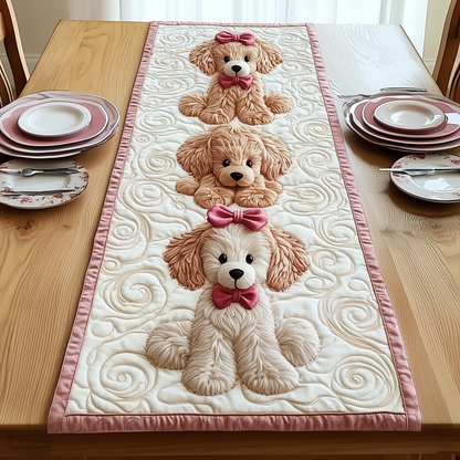 Pinky Adorable Poodle Quilted Table Runner GFTOTP523