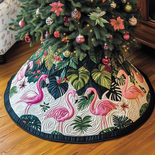 Tropical Flamingo Quilted Tree Skirt GFTOTP557