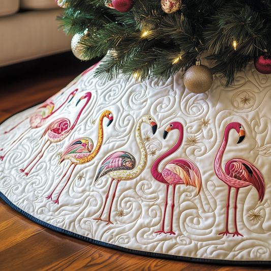 Festive Flamingo Quilted Tree Skirt GFTOTP561