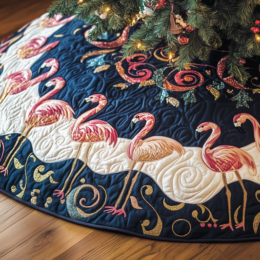 Festive Flamingo Quilted Tree Skirt GFTOTP562