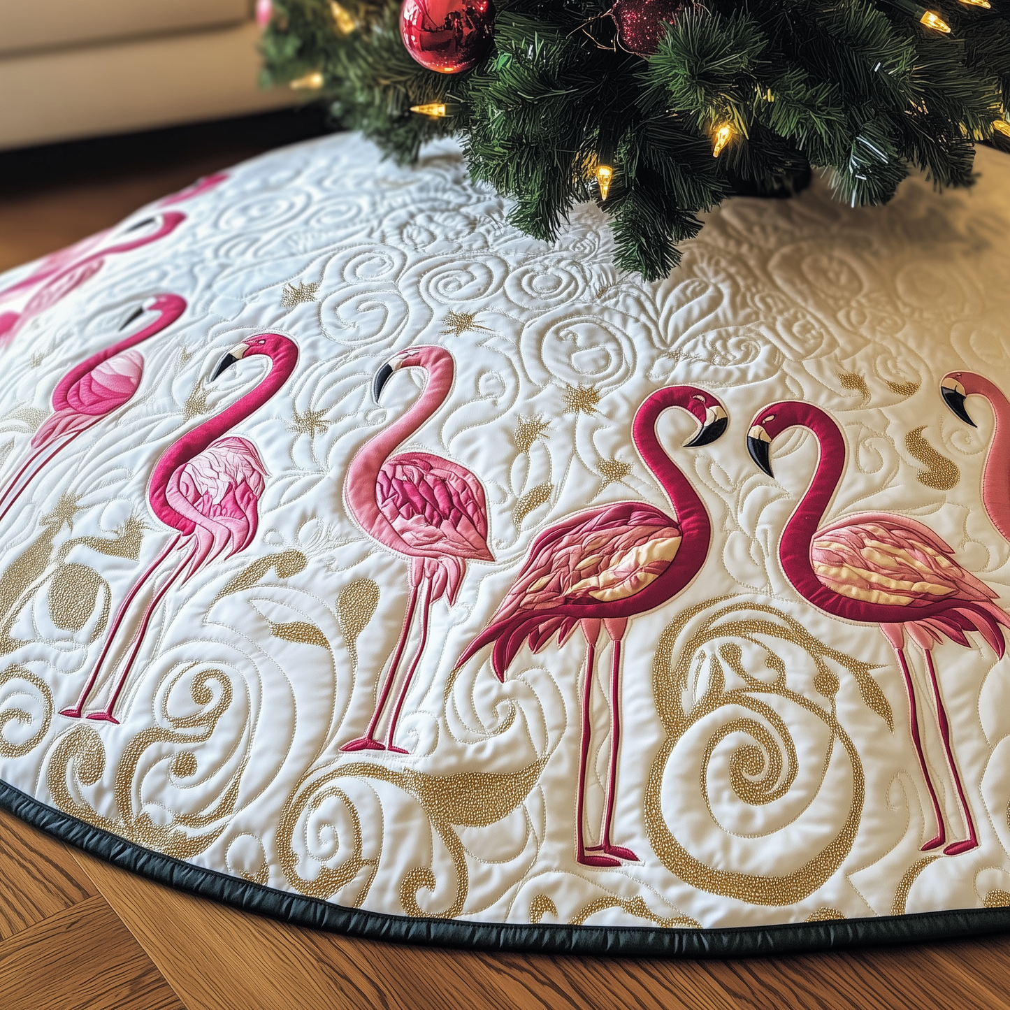 Festive Flamingo Quilted Tree Skirt GFTOTP563