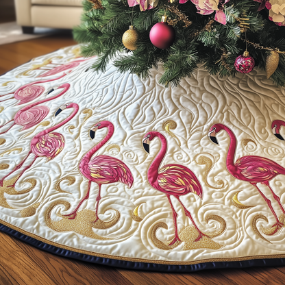 Festive Flamingo Quilted Tree Skirt GFTOTP564