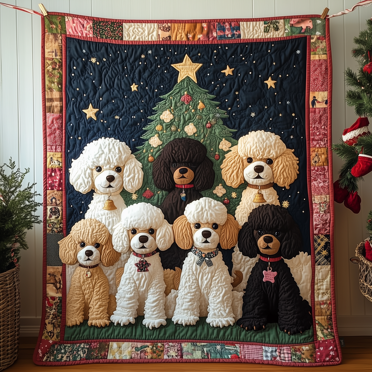 Christmas Poodle Quilted Blanket GFTOTP606