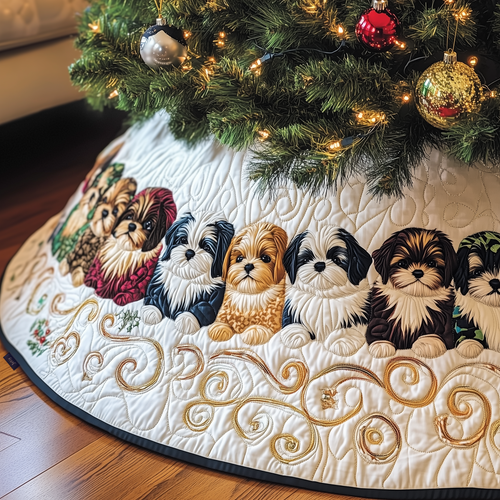 Adorable Christmas Shih Tzu Quilted Tree Skirt GFTOTP608