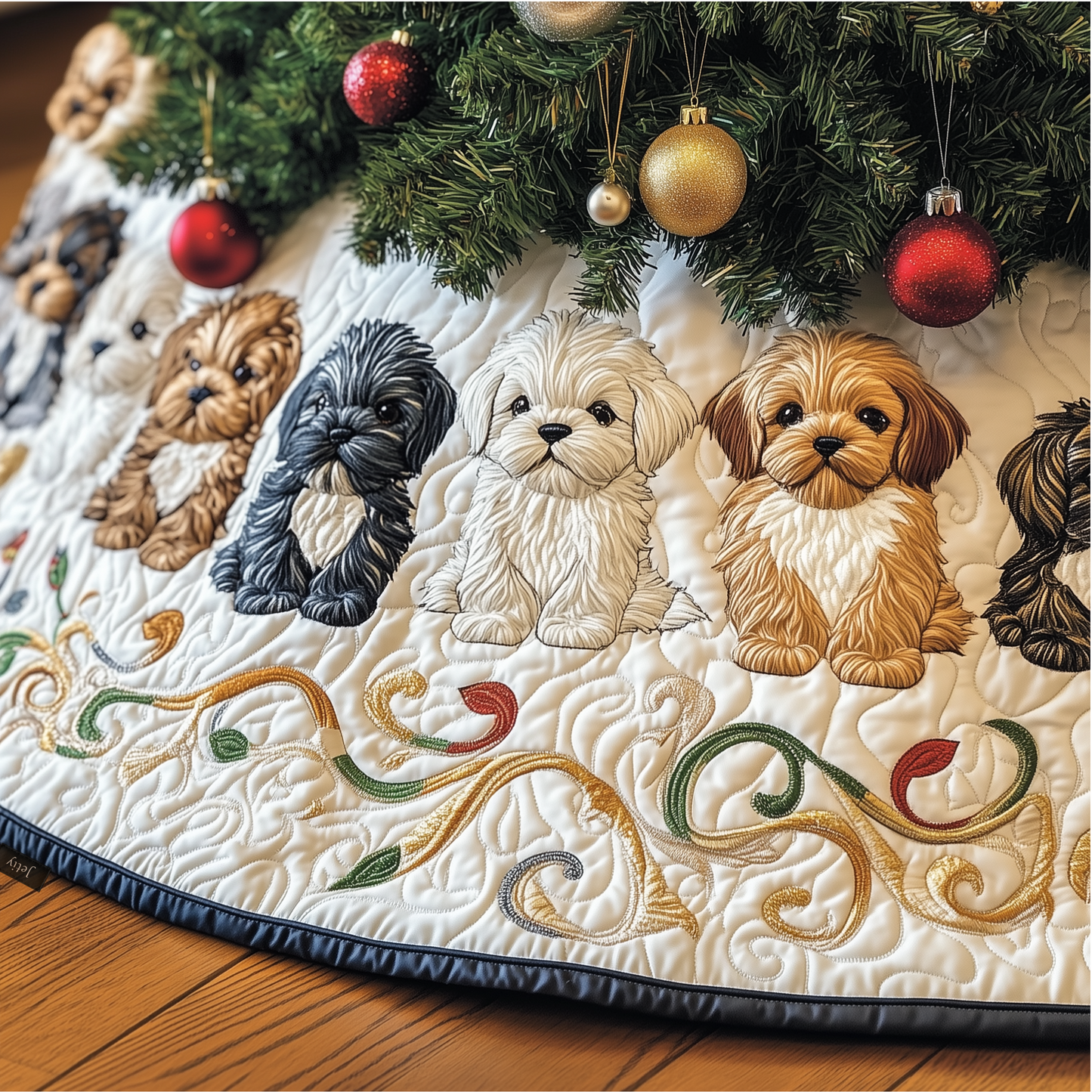 Adorable Christmas Shih Tzu Quilted Tree Skirt GFTOTP609