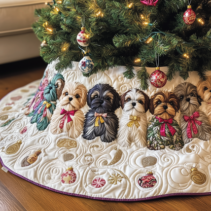 Adorable Christmas Shih Tzu Quilted Tree Skirt GFTOTP611