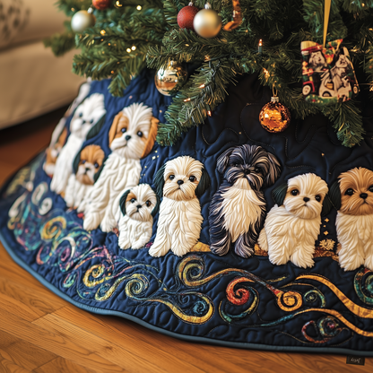 Adorable Christmas Shih Tzu Quilted Tree Skirt GFTOTP616