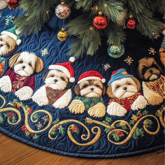 Adorable Christmas Shih Tzu Quilted Tree Skirt GFTOTP620