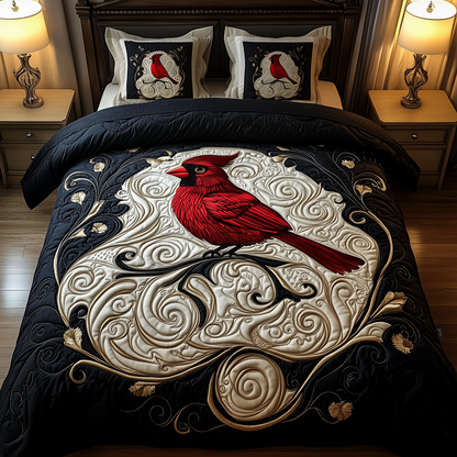 Red Cardinal 3-Piece Quilted Bedding Set GFTOTP645